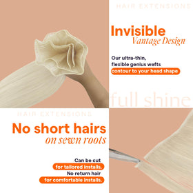 Full Shine Genius Weft Hair Extensions in natural light