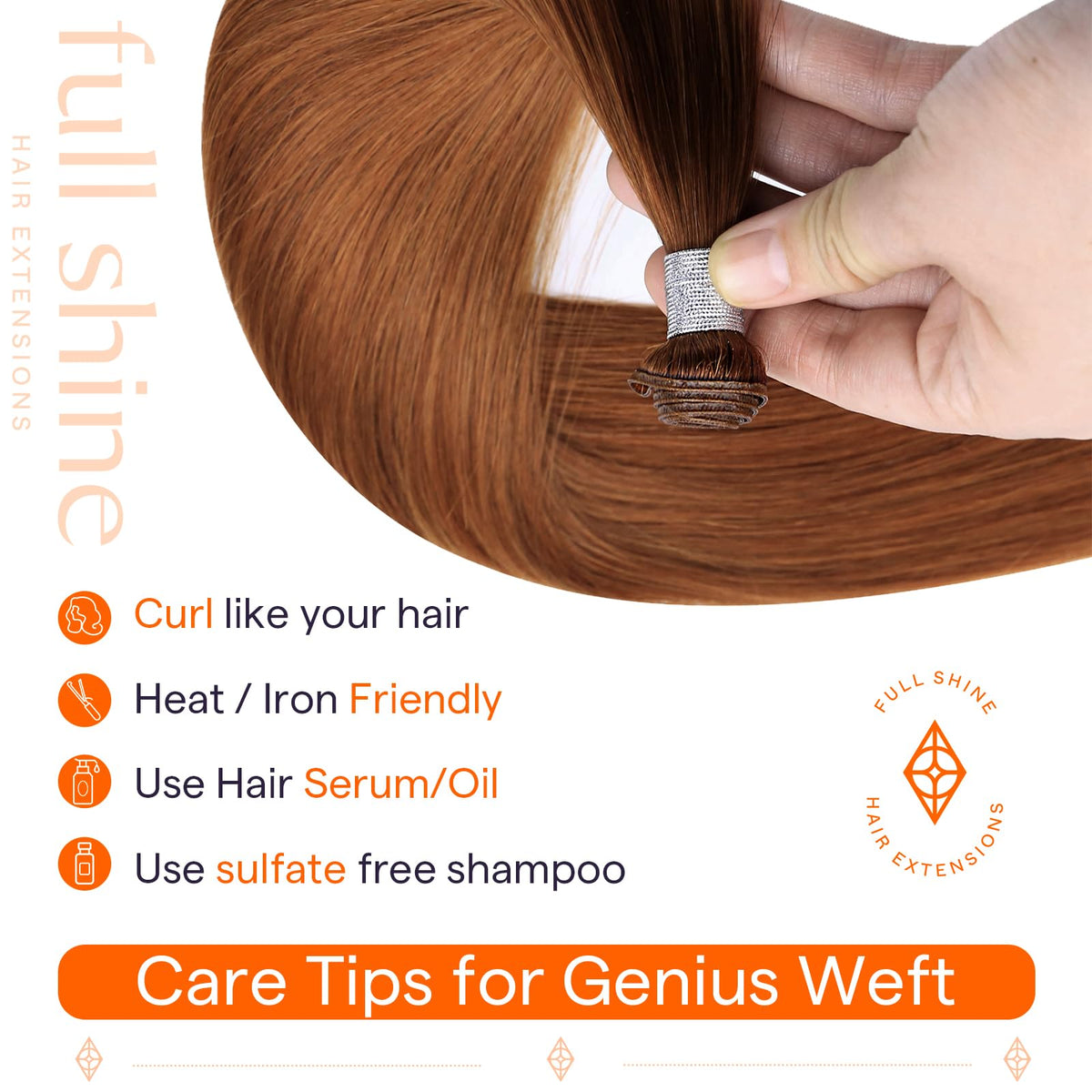 Full Shine Genius Weft Hair Extensions in natural light