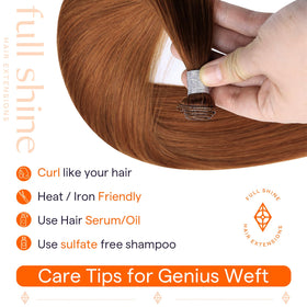 Full Shine Genius Weft Hair Extensions in natural light