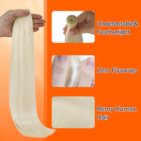 Full Shine Genius Weft Hair Extensions in packaging