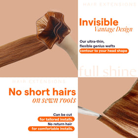 Full Shine Genius Weft Hair Extensions in various colors