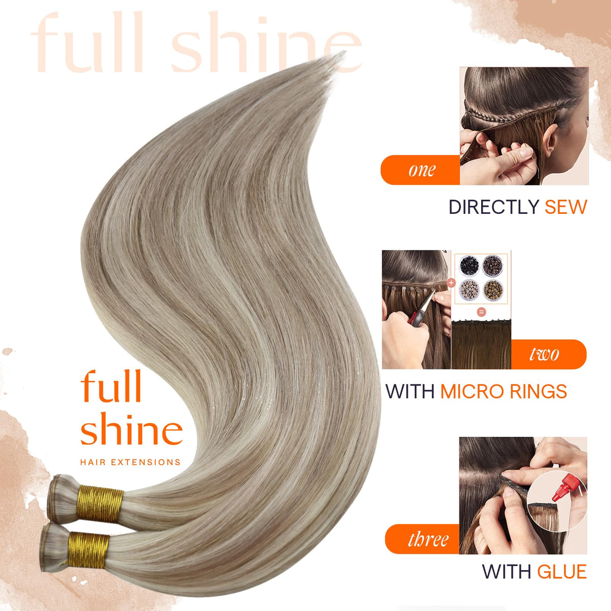 Full Shine Genius Weft Hair Extensions in various colours