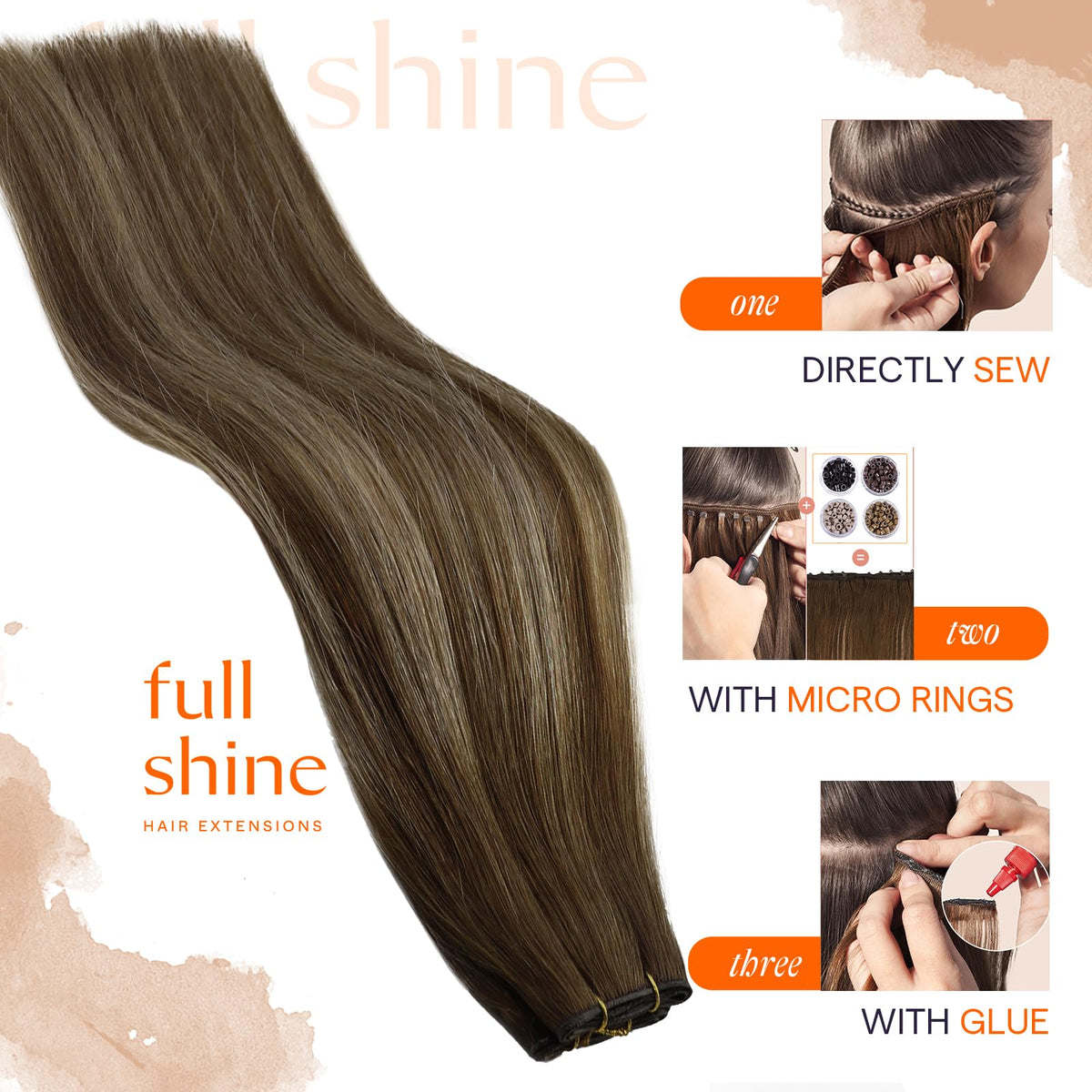 Full Shine Genius Weft Hair Extensions in various colours