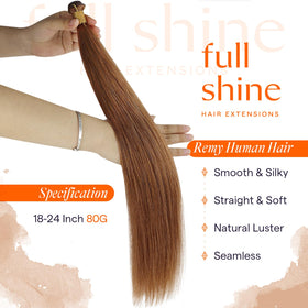 Full Shine Genius Weft hair extensions showing color variety