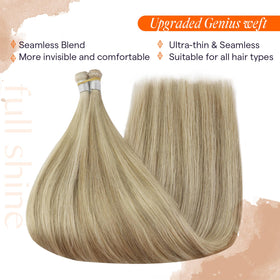 Full Shine Genius Weft Hair Extensions styled in hair