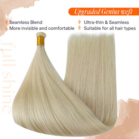 Full Shine Genius Weft Hair Extensions styled in hair