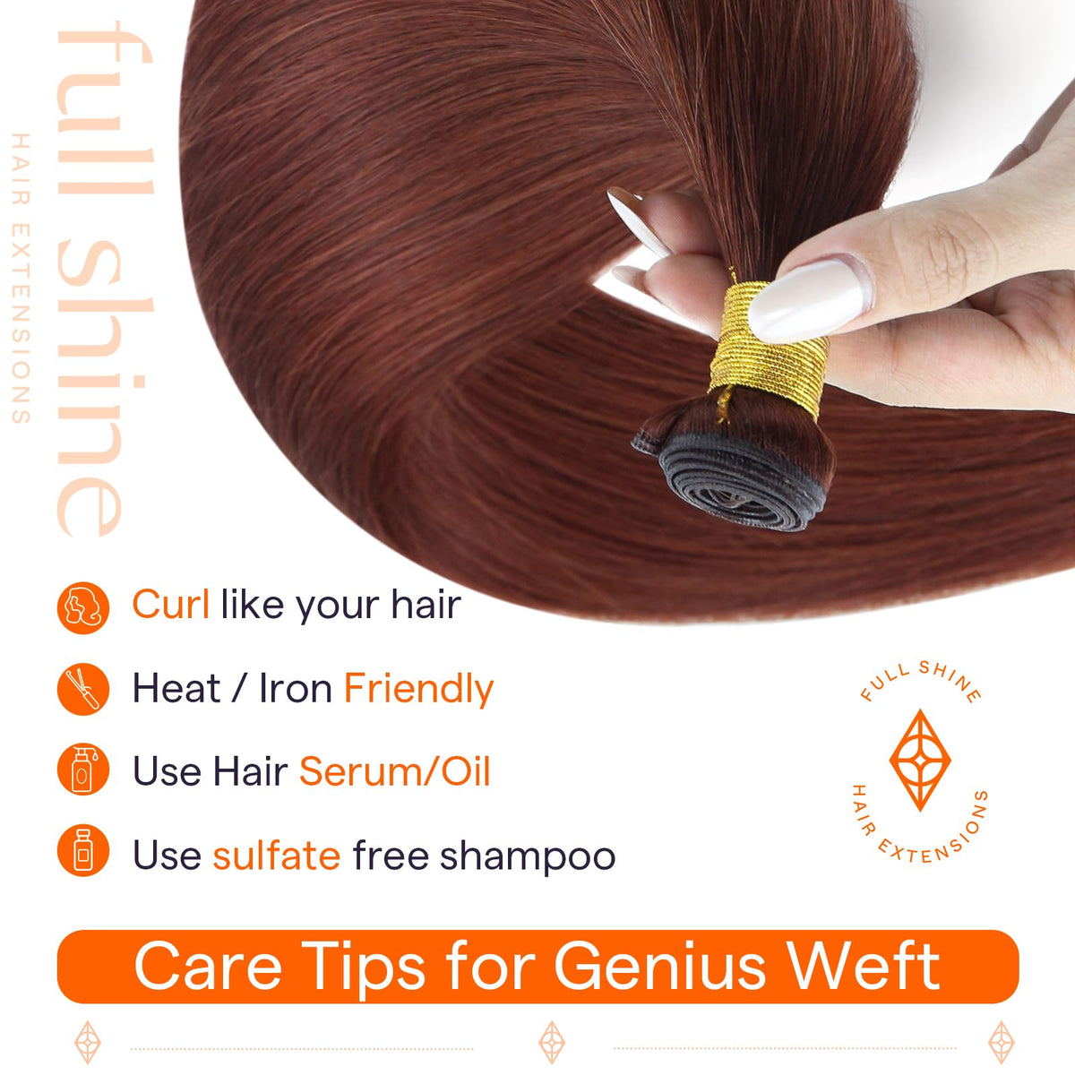 Full Shine Genius Weft Hair Extensions worn down with curls