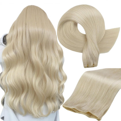 Full Shine Genius Weft Human Hair Extensions 14 Inch Blonde front view