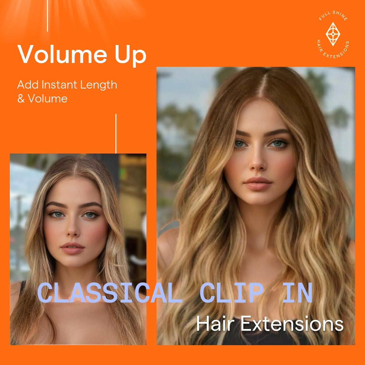 Full Shine Hair Extensions 16 Inch showing texture and shine