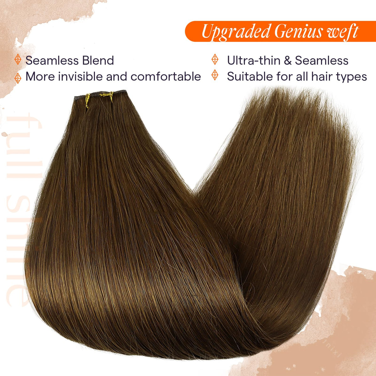 Full Shine Hair Extensions 18 Inch side view