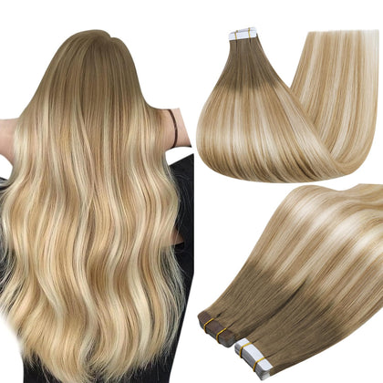 Full Shine Hair Extensions 22 Inch Brown Blonde front view