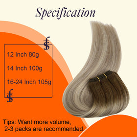 Full Shine Hair Extensions Balayage Brown 16 Inch in packaging