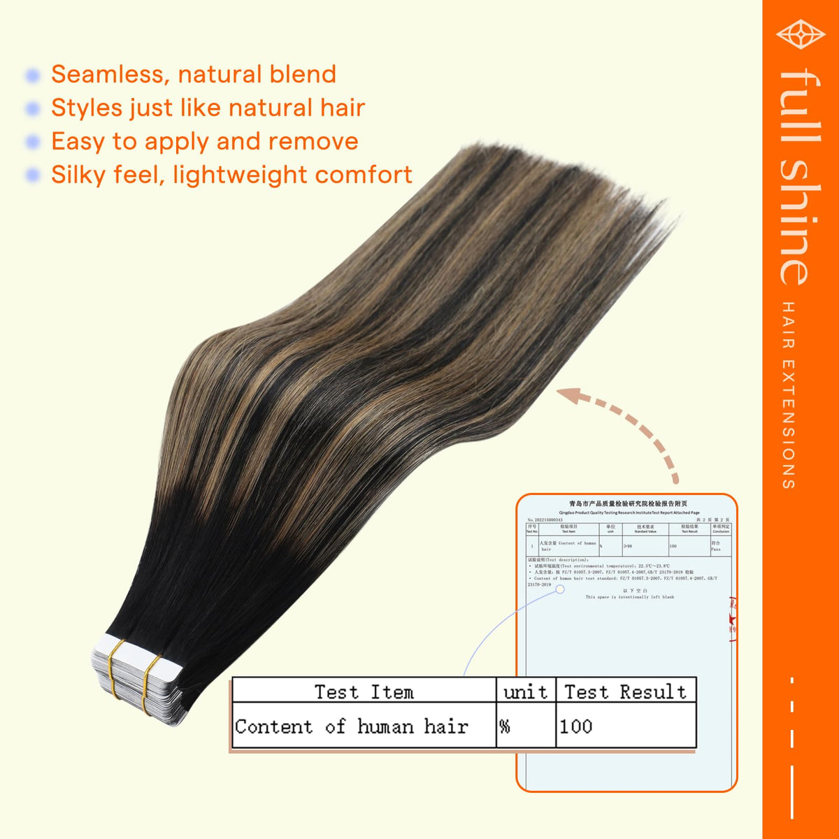 Full Shine hair extensions displayed in packaging