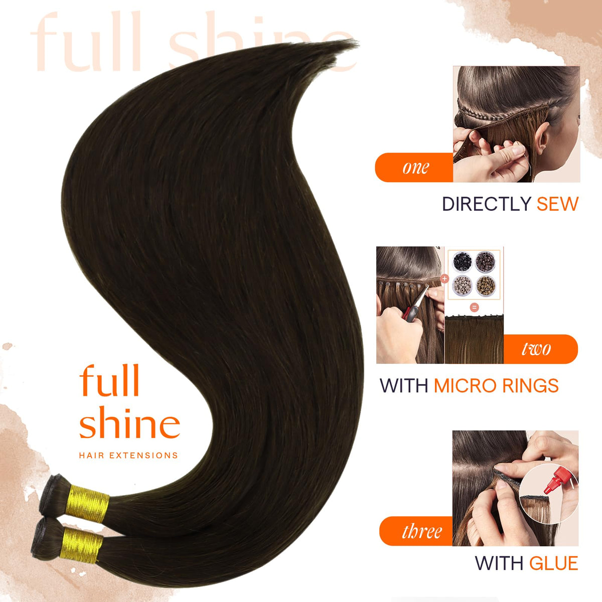 Full Shine Hair Extensions displayed in packaging