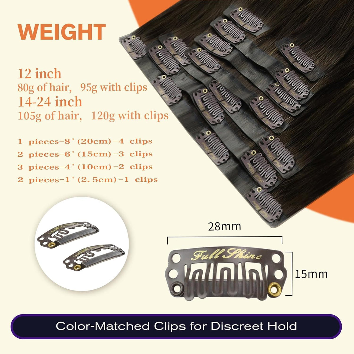 Full Shine Hair Extensions displayed in packaging