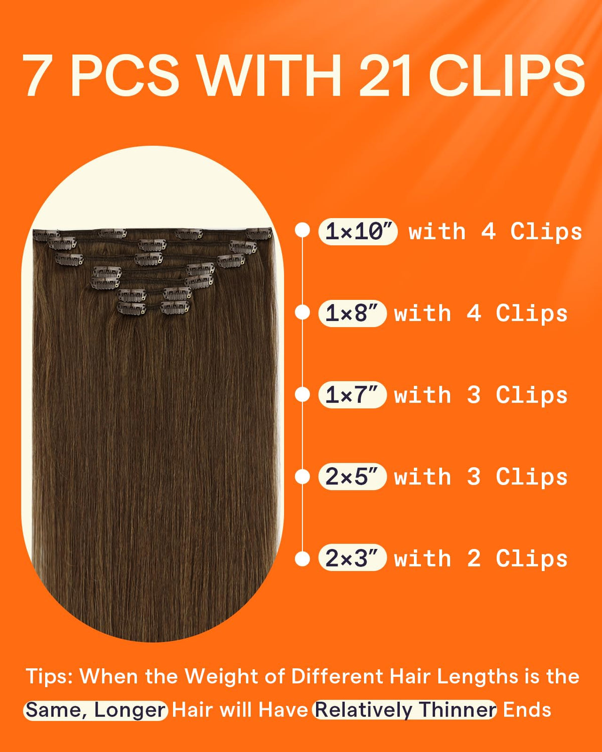 Full Shine hair extensions displayed with clips visible