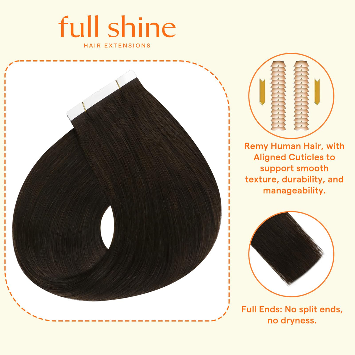 Full Shine hair extensions in packaging