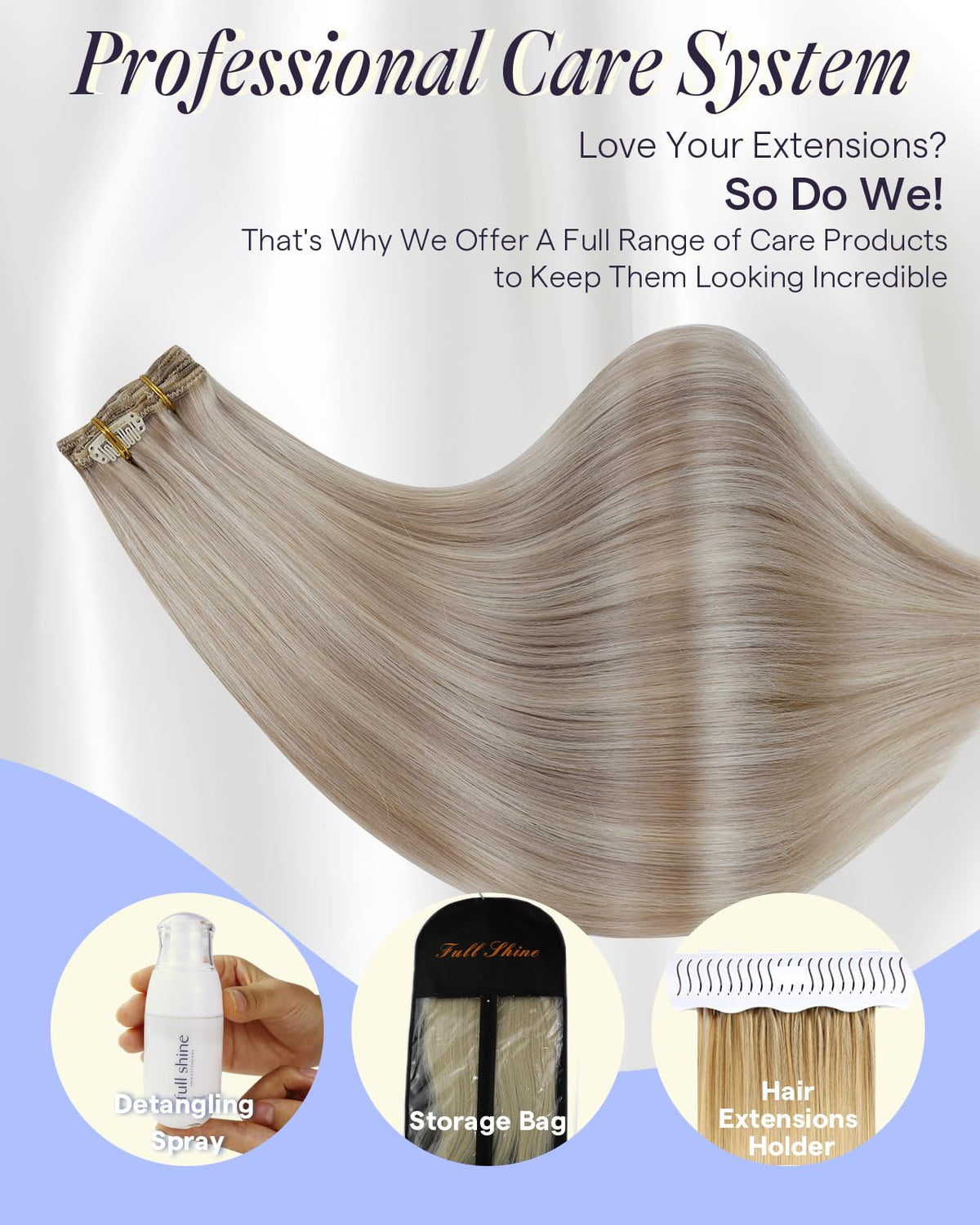 Full Shine hair extensions in packaging