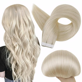 Full Shine Hair Extensions Platinum Blonde 16 Inch front view