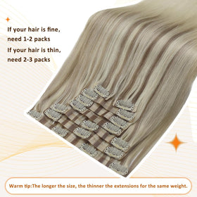 Full Shine hair extensions showcasing silicone-backed clips
