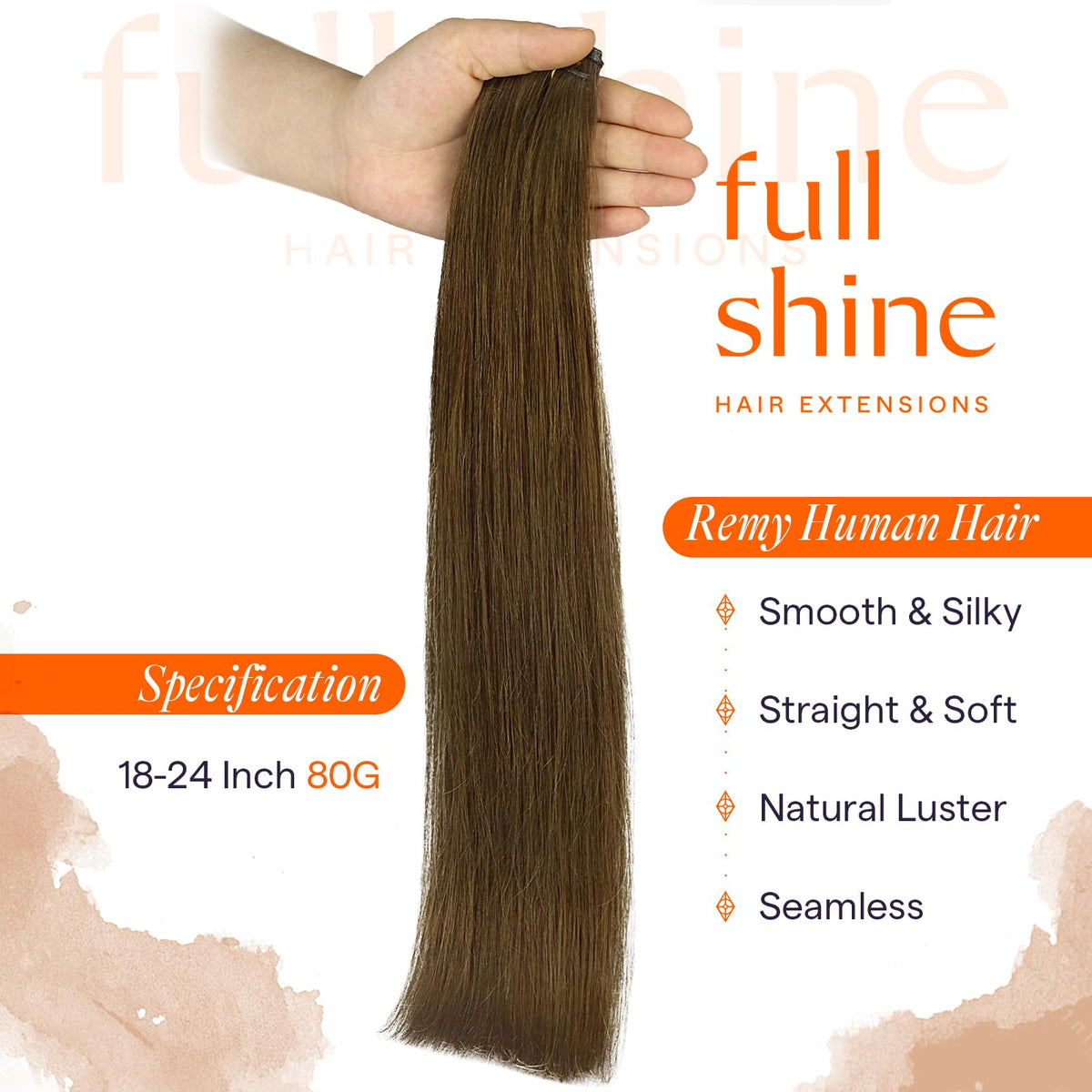 Full Shine hair extensions showing natural colour blend