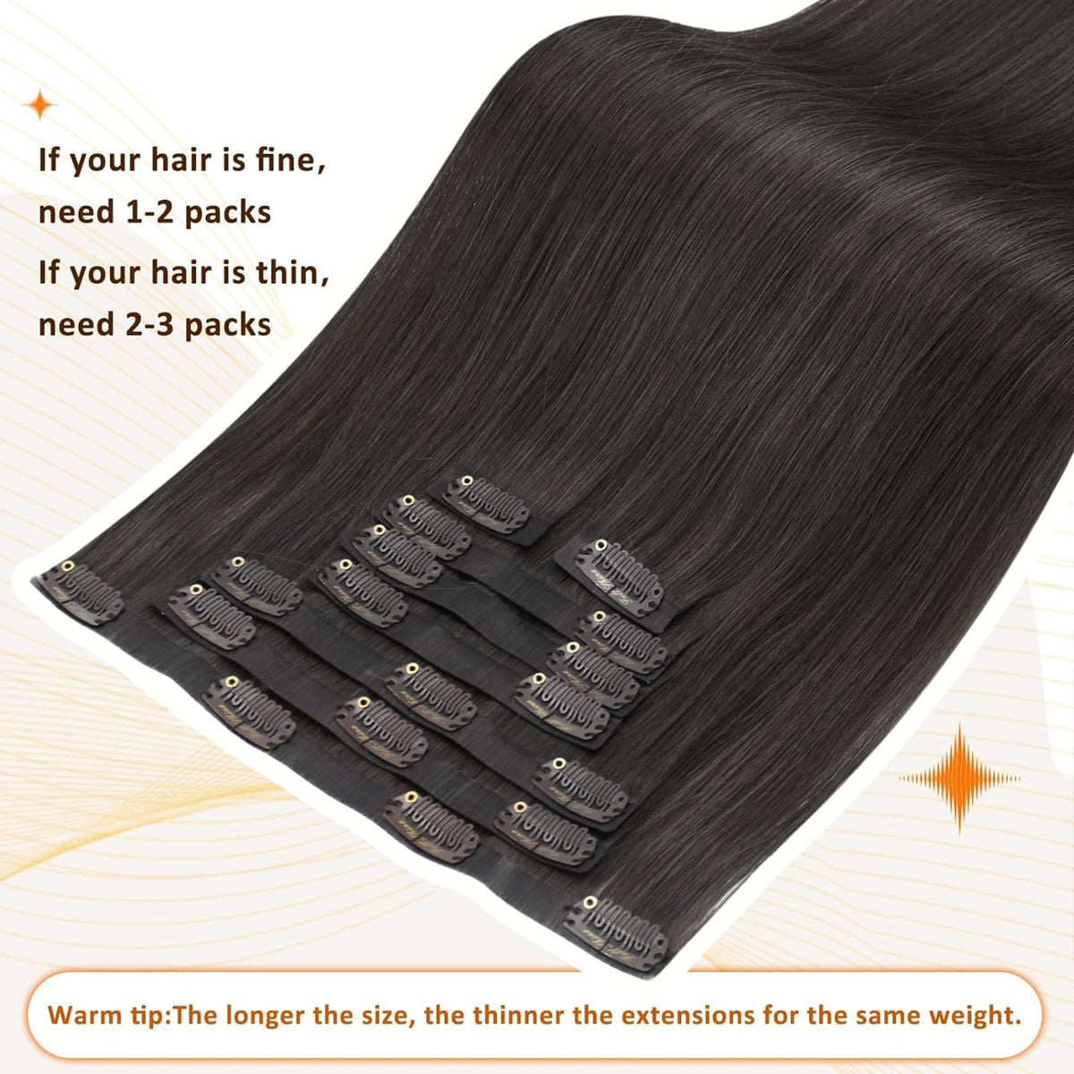 Full Shine hair extensions showing secure clips and weft