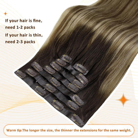 Full Shine Hair Extensions showing silicone clips