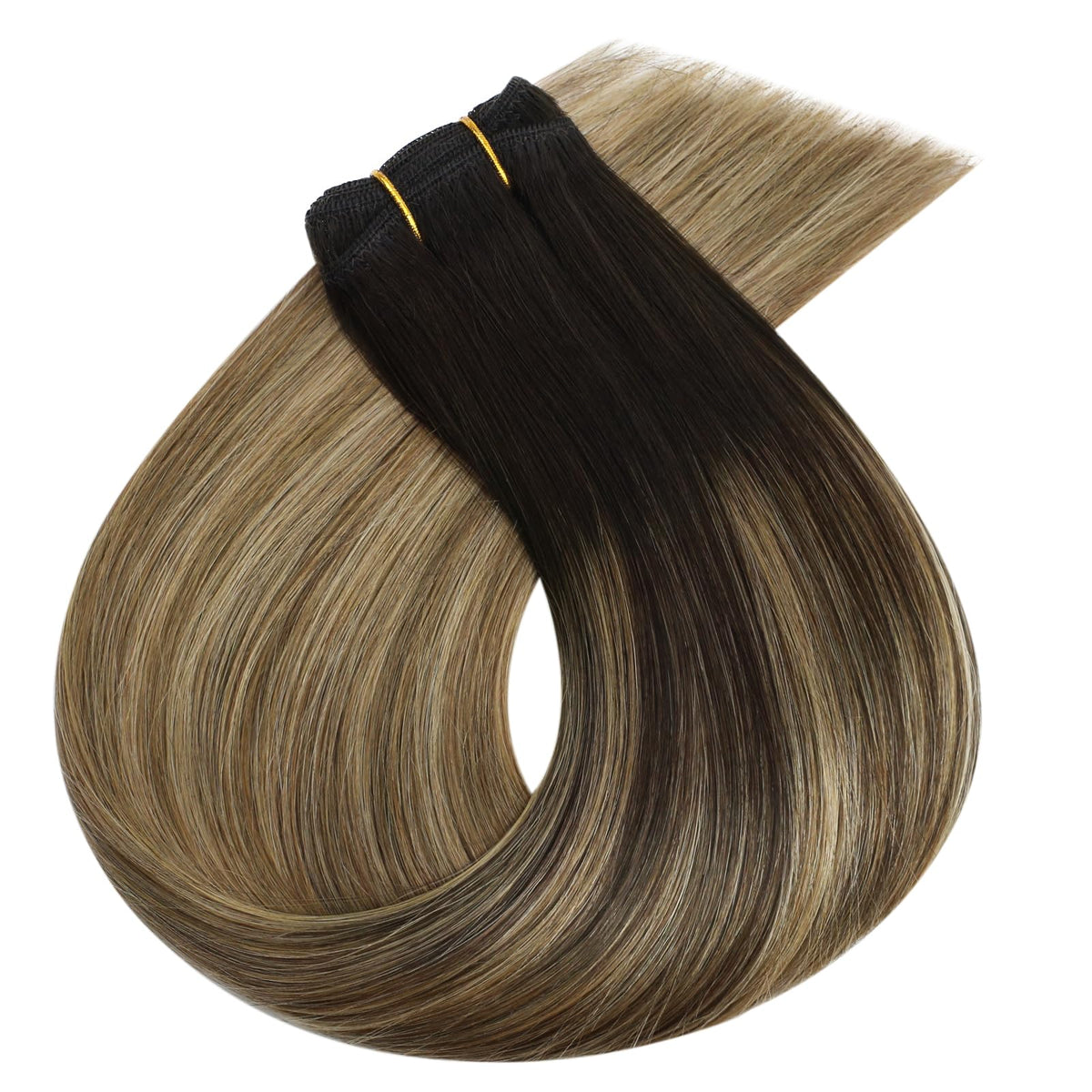 Full Shine hair extensions styled in a loose ponytail