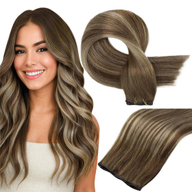 Full Shine Hand Tied Human Hair Extensions 22 Inch front view
