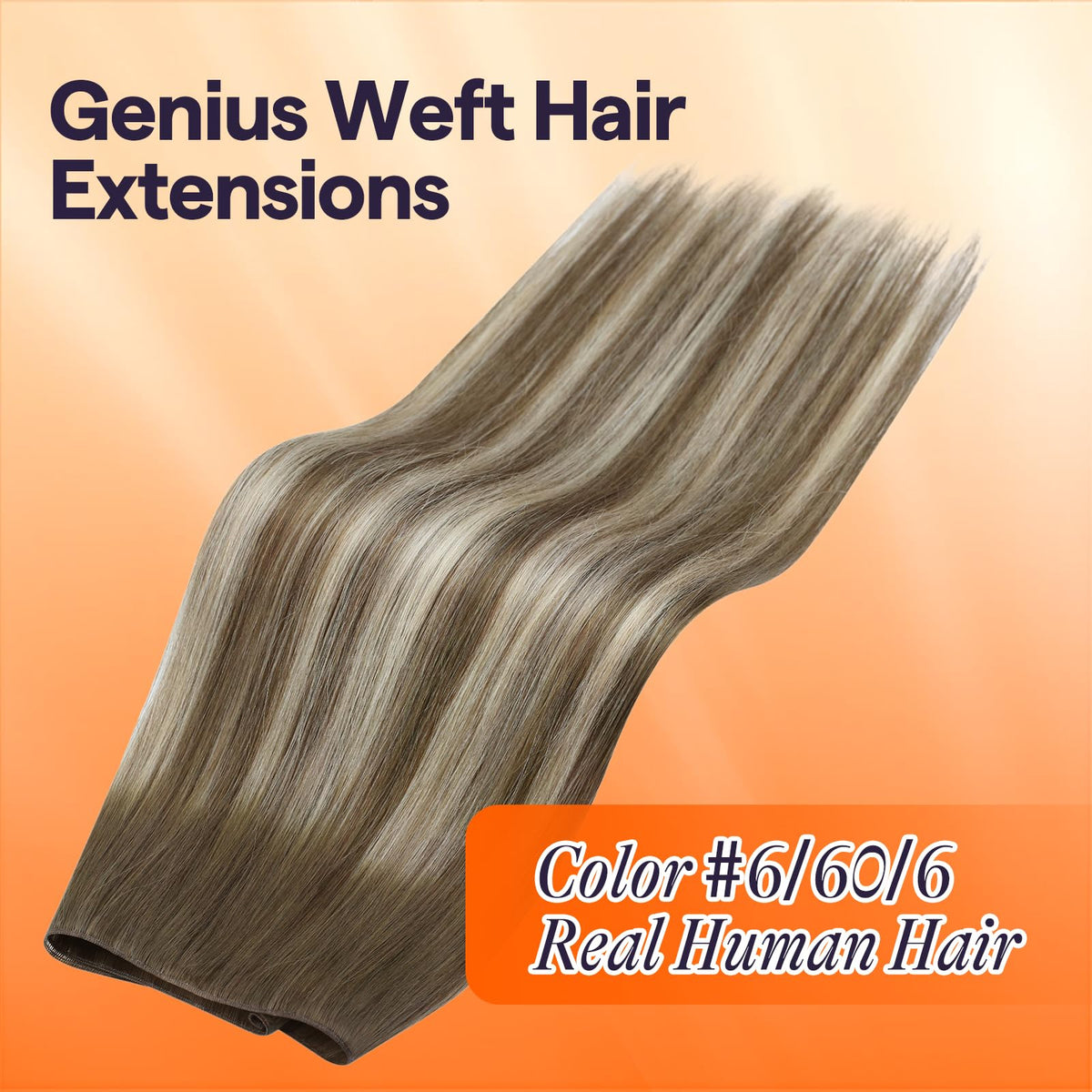 Full Shine Hand Tied Weft Extensions 22 Inch close-up of weft