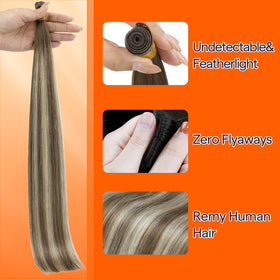 Full Shine Hand Tied Weft Extensions 22 Inch displayed with colour options
