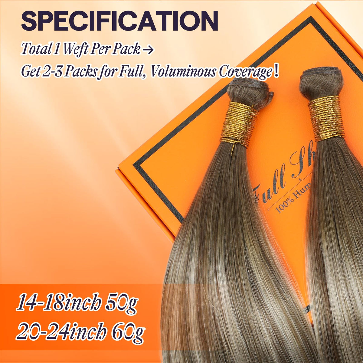 Full Shine Hand Tied Weft Extensions 22 Inch showing natural blend