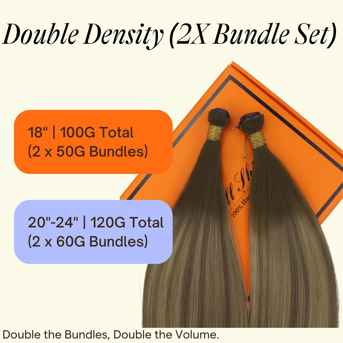 Full Shine Hand Tied Weft Hair Extensions 20 Inch close-up of weft