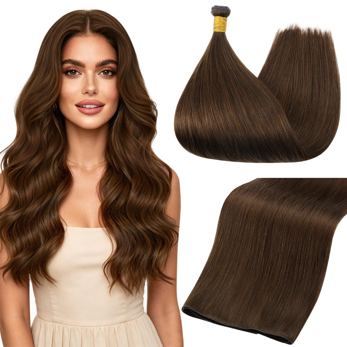 Full Shine Hand Tied Weft Hair Extensions 20 Inch front view