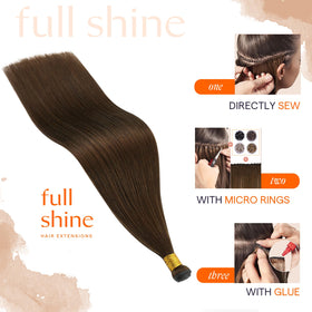 Full Shine Hand Tied Weft Hair Extensions 20 Inch in natural colour