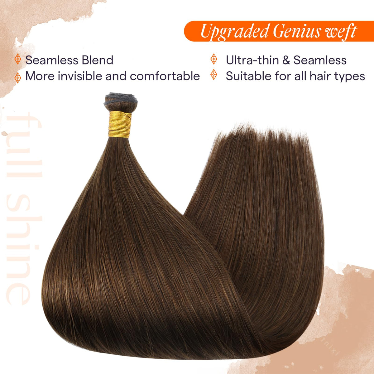 Full Shine Hand Tied Weft Hair Extensions 20 Inch packaging