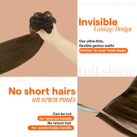 Full Shine Hand Tied Weft Hair Extensions 22 Inch in natural light
