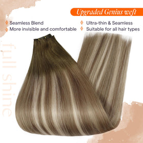 Full Shine Hand Tied Weft Hair Extensions 24 Inch close-up of weft