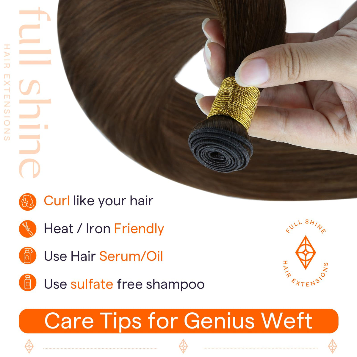 Full Shine Hand Tied Weft Hair Extensions 24 Inch showing natural blend