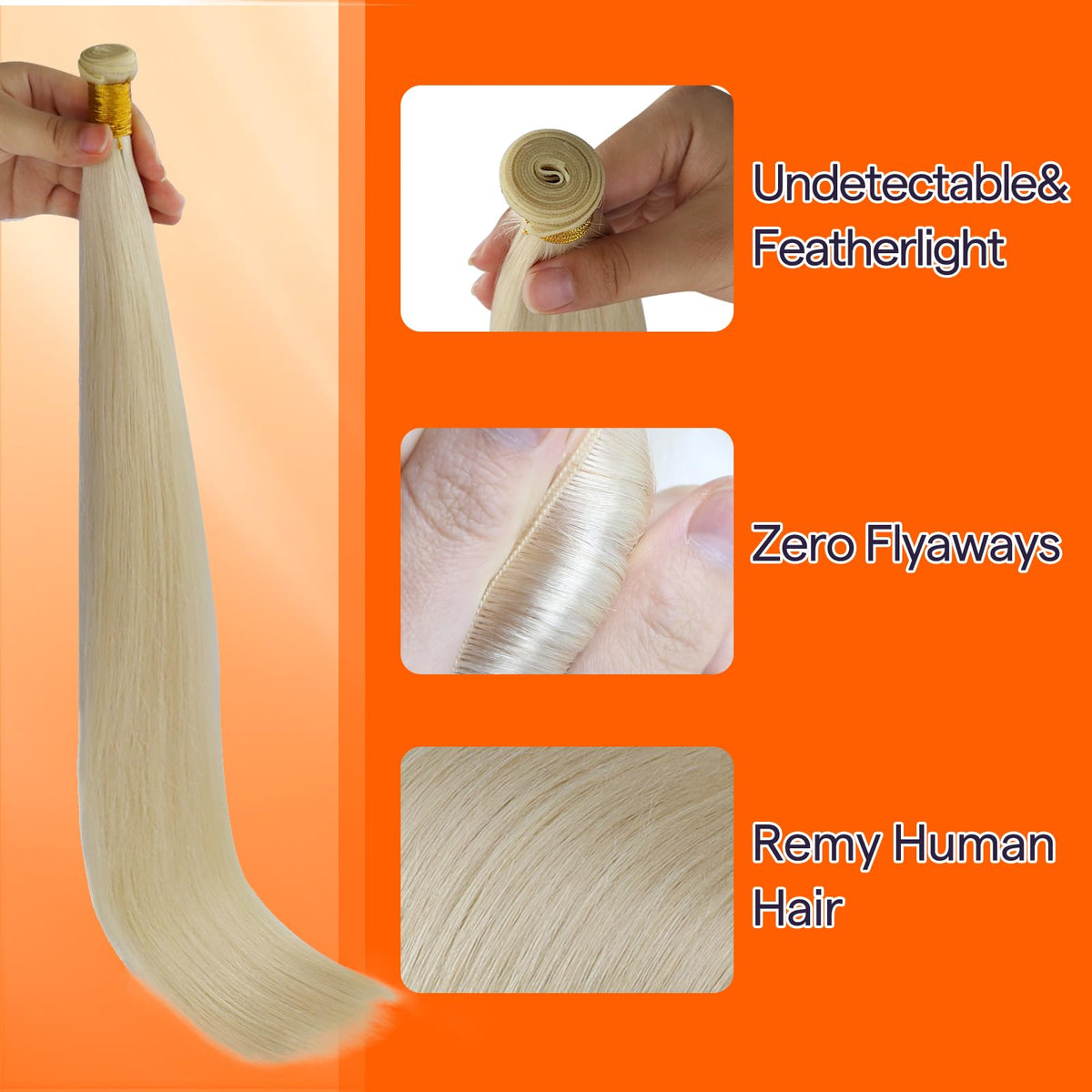 Full Shine Hand Tied Weft Hair Extensions side view