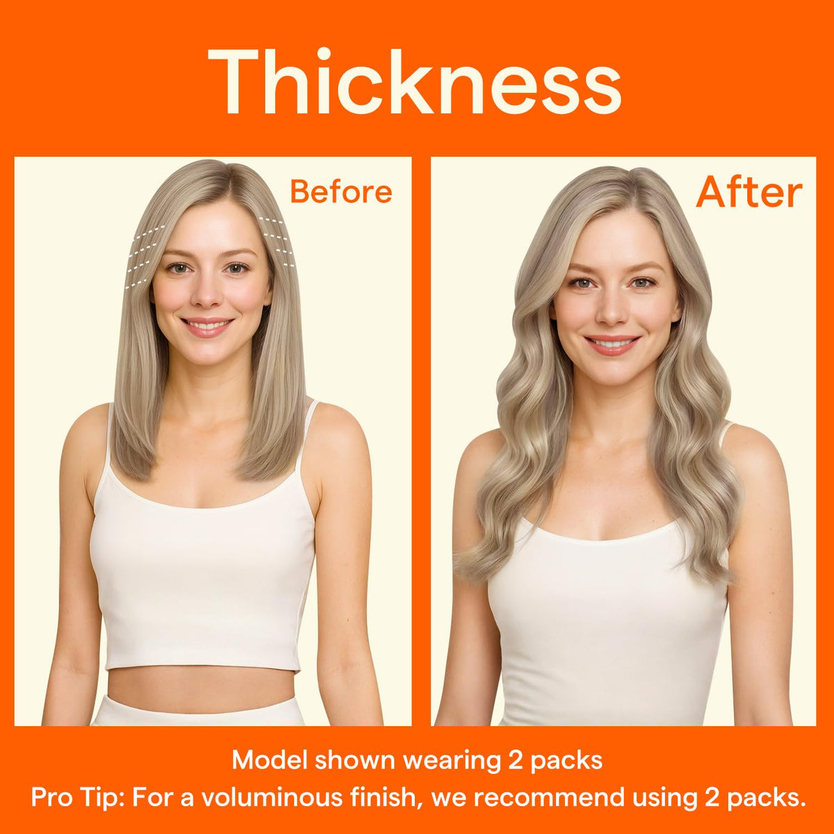 Full Shine Highlight Hair Extensions showing texture