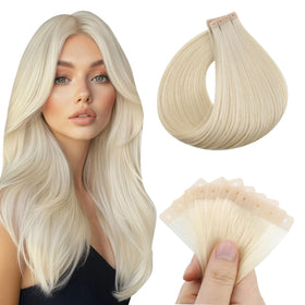Full Shine Holed Hair Extensions 20 Inch Ash Blonde front view