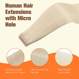 Full Shine Holed Hair Extensions 20 Inch Ash Blonde in packaging
