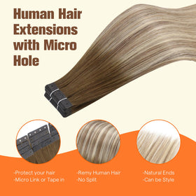 Full Shine Holed Hair Extensions packaging with details