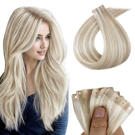 Full Shine Holed Tape in Extensions 18 Inch Dirty Blonde Mix front view