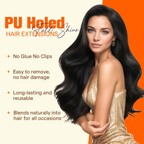Full Shine Holed Tape in Extensions in natural light