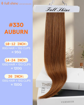 Full Shine Human Hair Extensions Clip-Ins Auburn packaging