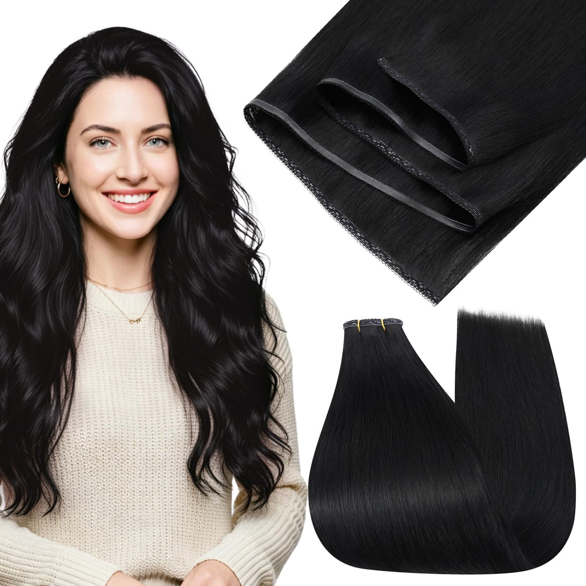 Full Shine Human Hair Weft Extensions 18 Inch front view