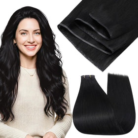Full Shine Human Hair Weft Extensions 18 Inch front view