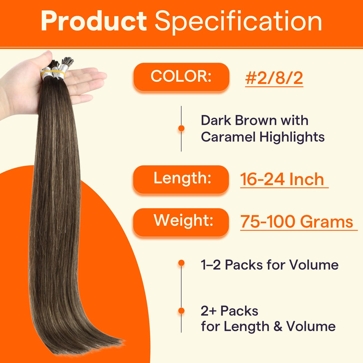 Full Shine I Tip Hair Extensions 100 strands packaging